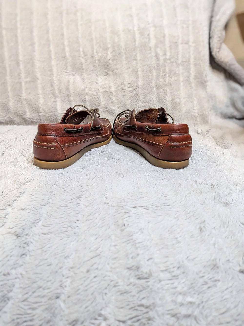 Dock Masters Men's Brown Leather Boat Shoes Size 9.5